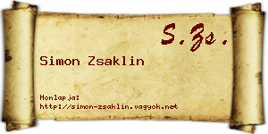 Simon Zsaklin névjegykártya